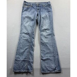 Vanity Bootcut Jeans Womens 35 Light Wash Low Rise Stretch Embroidered 35x34